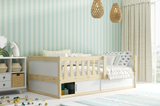 Lit simple enfant Smart 2 bois naturel avec matelas 80 x 160