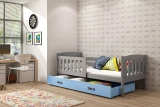 Lit ado simple Jacquot 90X200 avec tiroir, gris/bleu