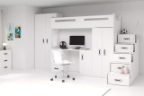 Lit ado simple Max 4 80X200 mezzanine avec bureau, blanc