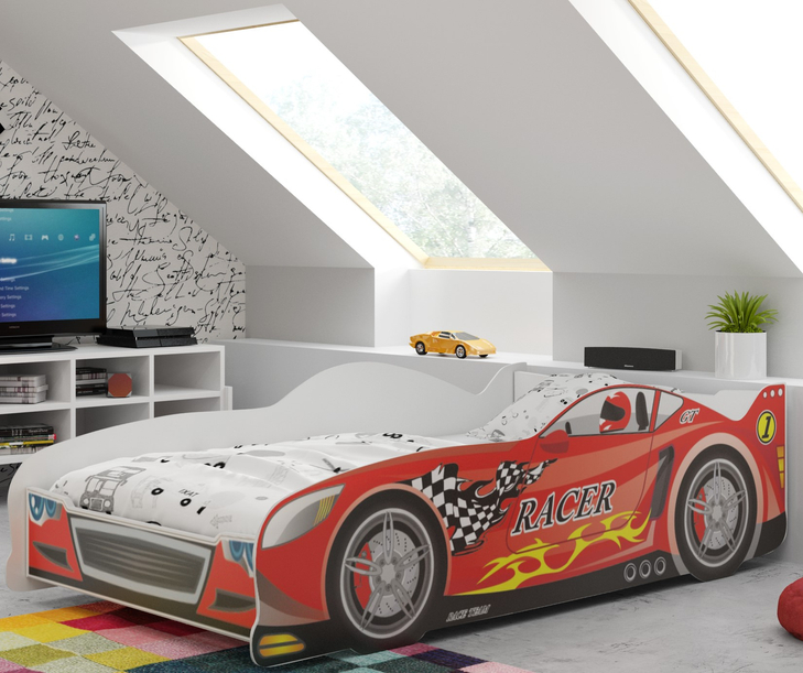Lit enfant simple Cars 80X160, rouge