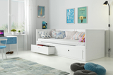 Lit ado gigogne Hermès 80X200 avec matelas et tiroir, blanc