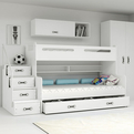 Lit ado superposé Max 3 120X200 avec matelas et tiroir, blanc