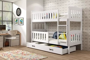 Lit ado superposé Jacquot 90X200 avec matelas et tiroir, blanc