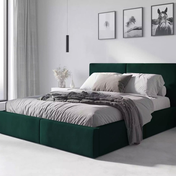 Lit double rembourré Le Hilton 160X200, vert