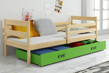 Lit ado simple Éric 90X200 avec matelas et coffre, pin/vert
