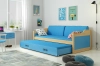 90 X 200 \ Pin \ Tiroir + lit supplémentaire \ Bleu \ Avec matelas