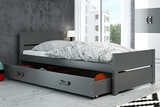 Lit ado simple Bart 90X200 avec matelas et tiroir, gris