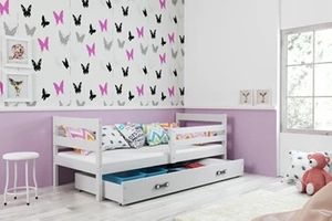 Lit ado simple Éric 80X190 avec matelas et tiroir, blanc