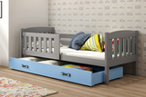 Lit ado simple Jacquot 90X200 avec tiroir, gris/bleu