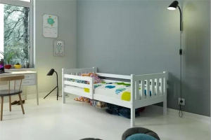 Lit ado simple Carino 90X190 avec matelas, blanc