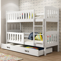Lit ado superposé Jacquot 90X190 avec matelas et tiroir, blanc