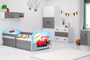Lit enfant simple Louis 1 80X160 avec rangement, Autko, gris