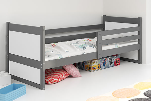 Lit ado simple Rico 90X200, gris/blanc