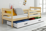 Lit ado simple Éric 80X190 avec matelas et tiroir, pin/blanc