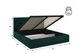 Lit double rembourré Le Hilton 120X200 avec coffre, vert