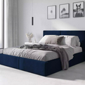 Lit double rembourré Le Hilton 140X200, bleu