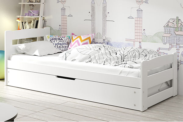 Lit ado simple Erni 90X200 avec coffre, blanc