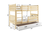 Lit ado superposé Gaspard 90X190 avec matelas et tiroir, bois naturel/blanc