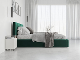 Lit double rembourré Le Hilton 140X200 avec coffre, vert