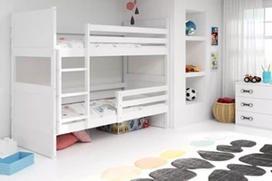 LIT ADOLESCENT SUPERPOSÉ RICO LE CADRE EN BLANC LES PANNEAUX BLANCS SANS TIROIR SANS MATELAS 90 X 200