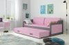 90 X 200 \ Graphite \ Tiroir + lit supplémentaire \ Rose \ Avec matelas