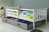 Lit ado simple Carino 90X200 avec matelas et tiroir, blanc/gris