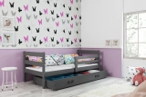 Lit ado simple Éric 90X200 avec matelas et tiroir, gris