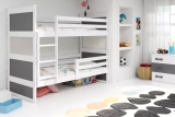 LIT ADOLESCENT SUPERPOSÉ RICO LE CADRE EN BLANC LES PANNEAUX GRIS SANS TIROIR SANS MATELAS 90 X 200