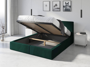 Lit double rembourré Le Hilton 140X200 avec coffre, vert