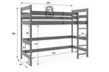 Lit mezzanine pour jeunes – gris graphite 90x200