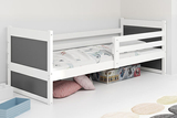 Lit ado simple Rico 80X190 avec matelas, blanc/gris