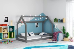 Lit enfant simple Cabane 1 80X160 avec matelas, gris