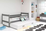 Lit ado gigogne Rico 90X200 avec matelas et tiroir, gris/blanc