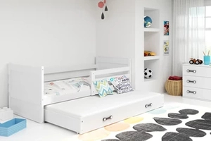 Lit ado gigogne Rico 90X200 avec matelas et tiroir, blanc