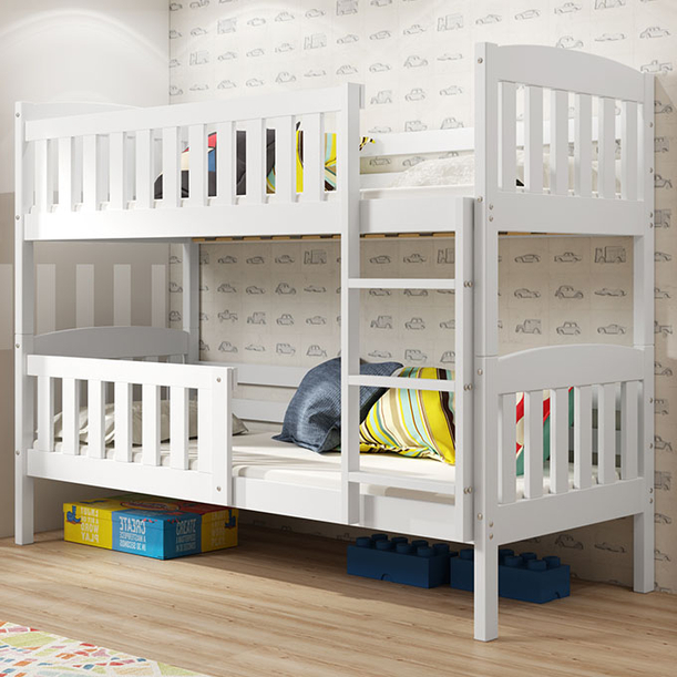 Lit ado superposé Jacquot 90X200 avec matelas, blanc