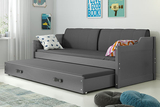Lit ado gigogne David 90X200 avec matelas et tiroir, gris