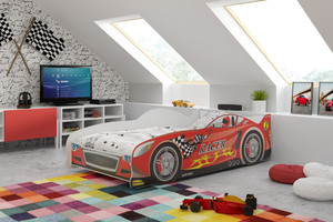 Lit enfant simple Cars 80X160, rouge