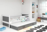 Lit ado gigogne Rico 90X200 avec matelas et tiroir, blanc/gris