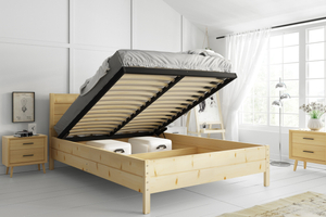 Lit en bois 140x200 - Continental en pin avec sommier relevable