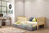 Lit ado gigogne Jacquot 90X200 avec tiroir, pin/gris