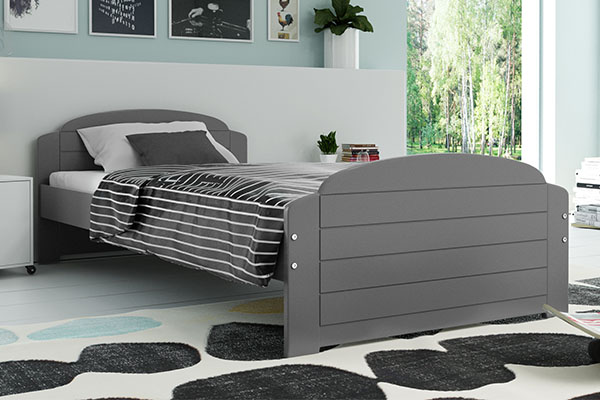 Lit ado simple Lili 90X200 avec matelas, gris