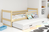 Lit ado gigogne Rico 90X200 avec matelas et tiroir, pin/blanc