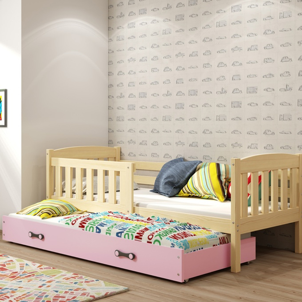 LIT ADOLESCENT GIGOGNE KUBUS LE CADRE EN PIN LE TIROIR EN ROSE SANS MATELAS 90 X 200
