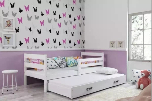 Lit ado gigogne Éric 90X190 avec matelas et tiroir, blanc