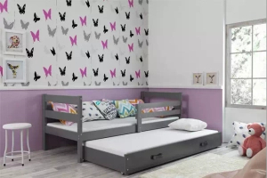 Lit ado gigogne Éric 90X190 avec matelas et tiroir, gris