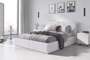 Lit double rembourré Le Hilton 120X200, blanc