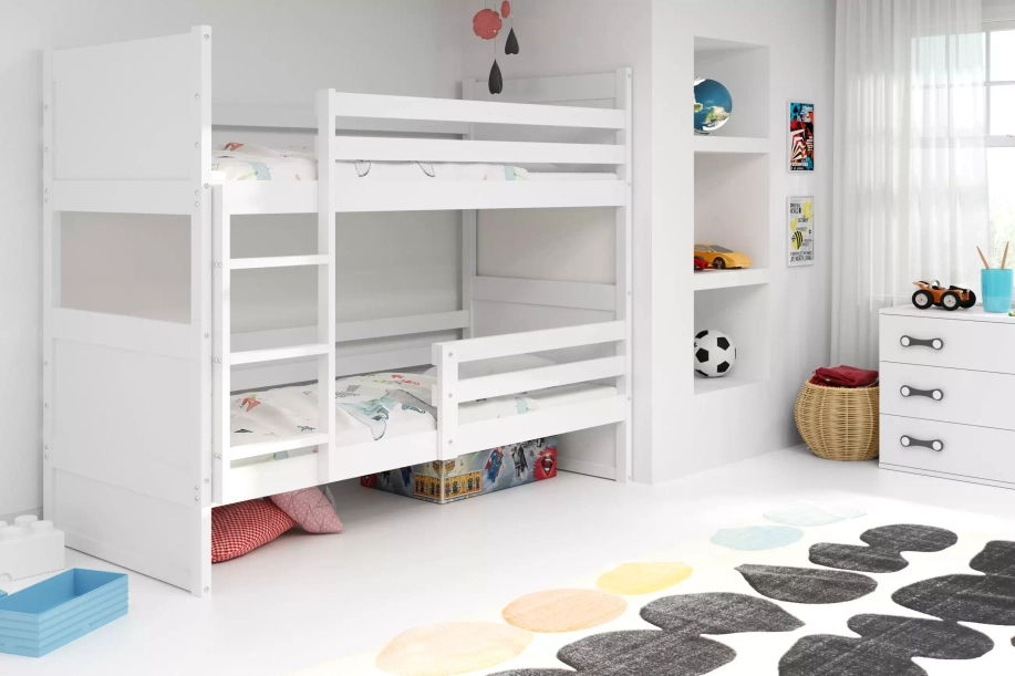 LIT ADOLESCENT SUPERPOSÉ RICO LE CADRE EN BLANC LES PANNEAUX BLANCS SANS TIROIR SANS MATELAS 90 X 200