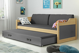 Lit ado gigogne David 90X200 avec matelas et tiroir, pin/gris