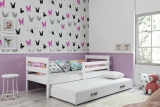 Lit ado gigogne Éric 80X190 avec matelas et tiroir, blanc