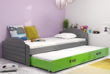 Lit ado gigogne Lili 90X200 avec tiroir, gris/vert